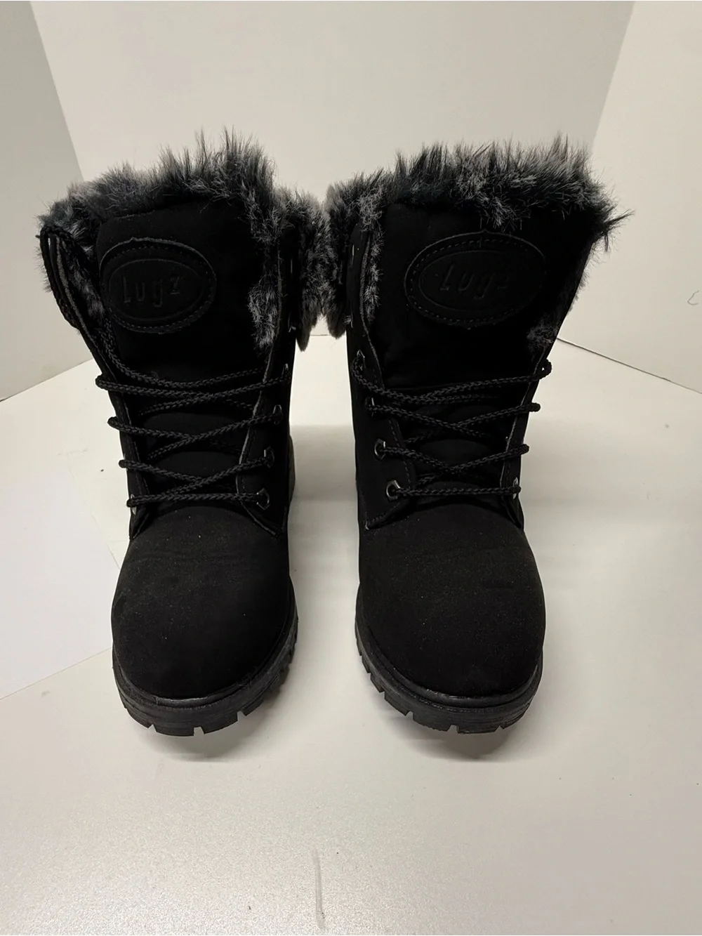 Lugz Faux-Fur Trim Black Winter Boots for Women